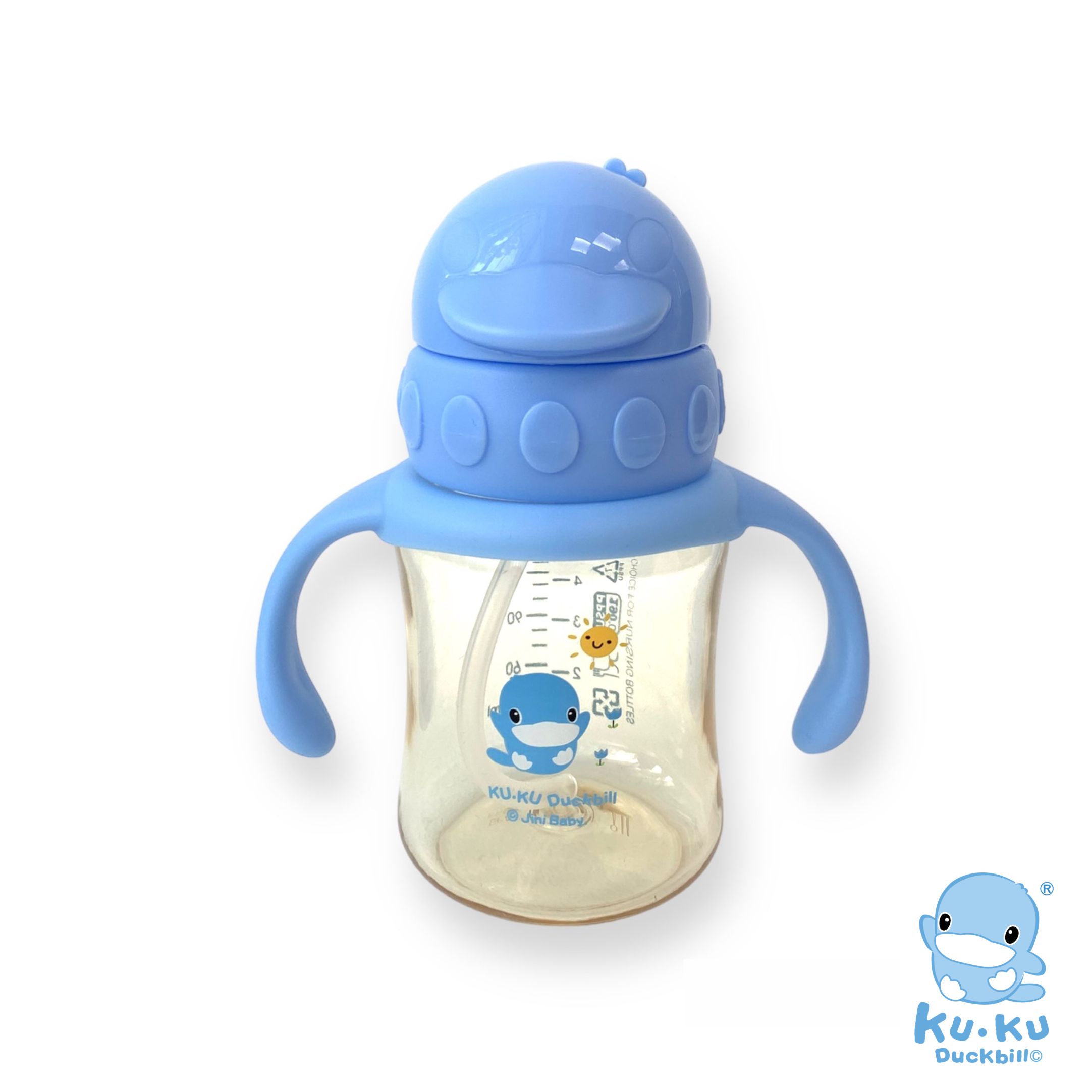 BÌNH UỐNG NƯỚC ỐNG HÚT CÓ TAY CẦM NHỰA PPSU KUKU KU5881A -140ML