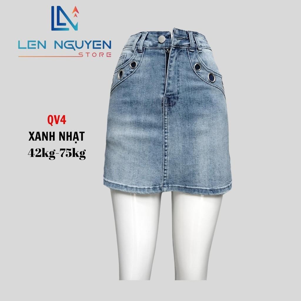 Quần jean nữ, quần váy, lưng cao, quần bò nữ dáng ôm, quần rin nữ có big size, cho 42kg đến 75kg, - Xanh Nhạt