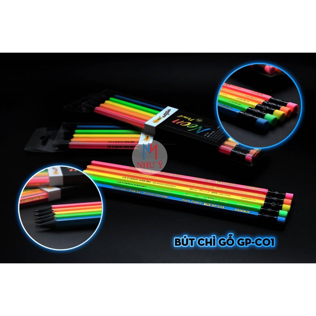 Bút chì gỗ Neon 2B GP-C01 (vỉ 5cây)