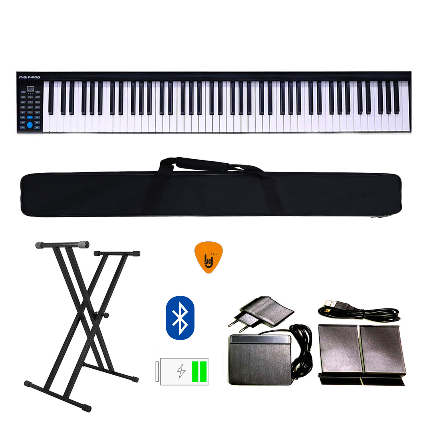 Đàn Piano Điện Konix PH88 - Đàn, Chân, Bao, Nguồn 88 Phím nặng Cảm ứng lực PH-88 - Midi Keyboard Controllers - Kèm Móng Gẩy DreamMaker (Kết nối máy tính và điện thoại, Bluetooth, Pin sạc, Loa lớn)