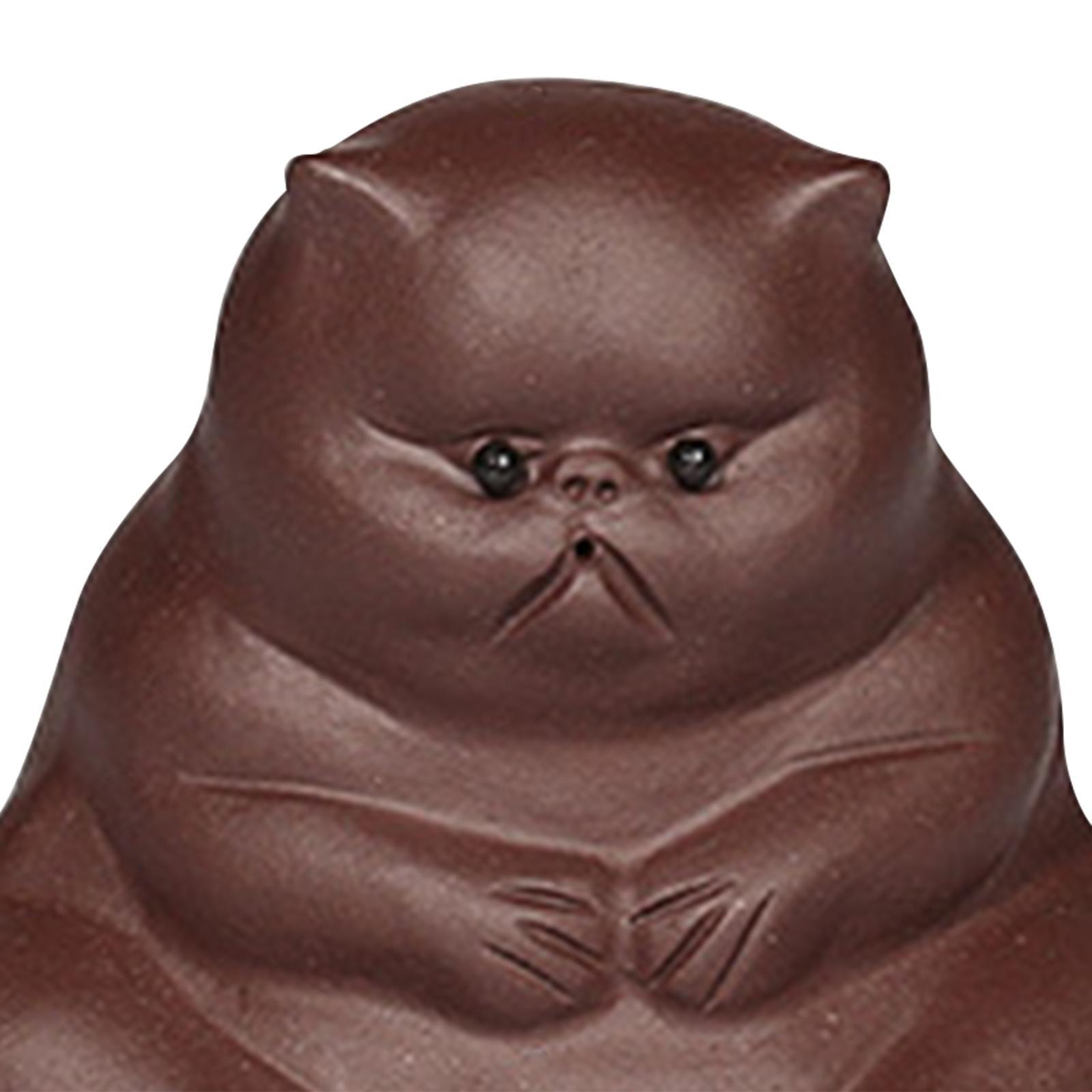Statue Clay Tea Pet Dining Room Home Decor Miniature Kitten Figurines Kitty Sculpture for Bookshelf Dorm Living Room Cabinet