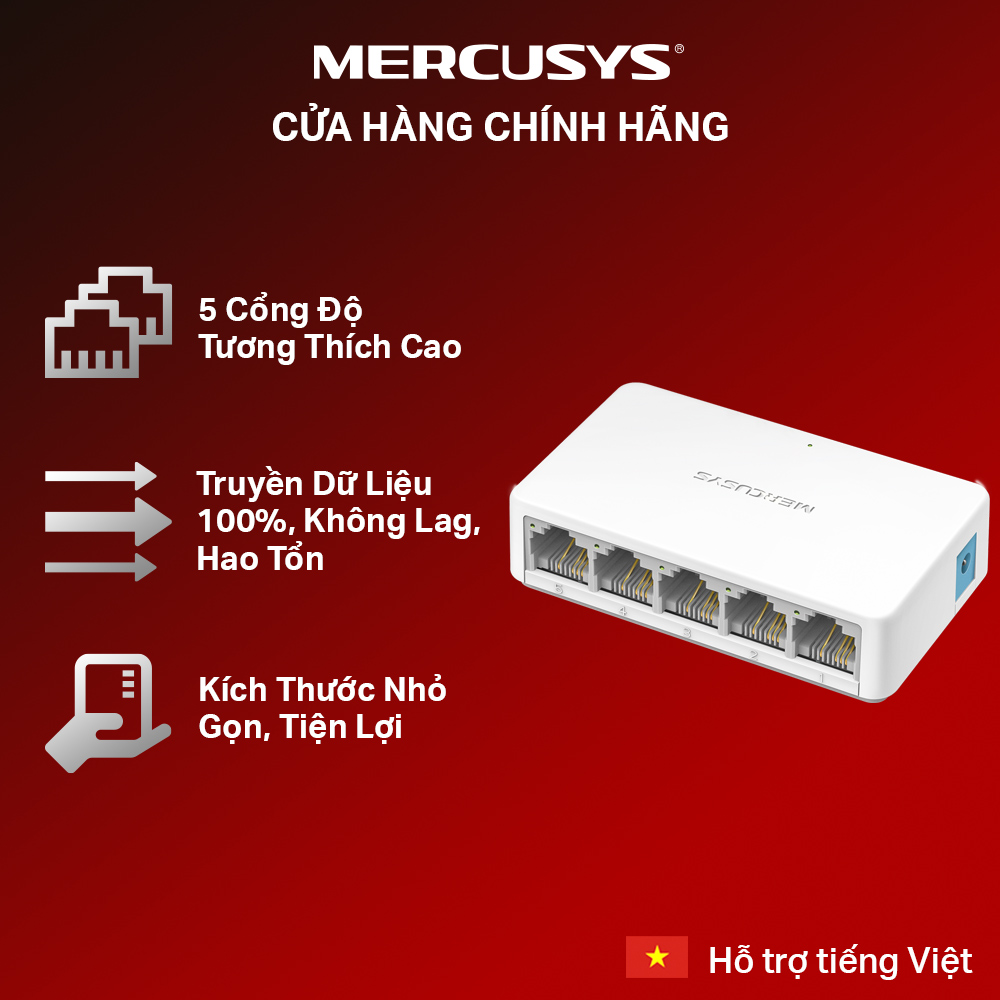 Bộ Chia Tín Hiệu 5 Cổng Mercusys MS105 - Hàng Chính Hãng