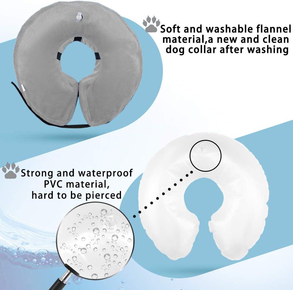 Siêu Vòng Cổ Cho Chó Bơm Hơi Bảo Vệ Cổ Cho Chó Cổ Bảo Vệ Có Thể Điều Chỉnh Cổ Thú Cưng Thoải Mái Cổ Bảo Vệ Với Khóa Dán Màu Xám L