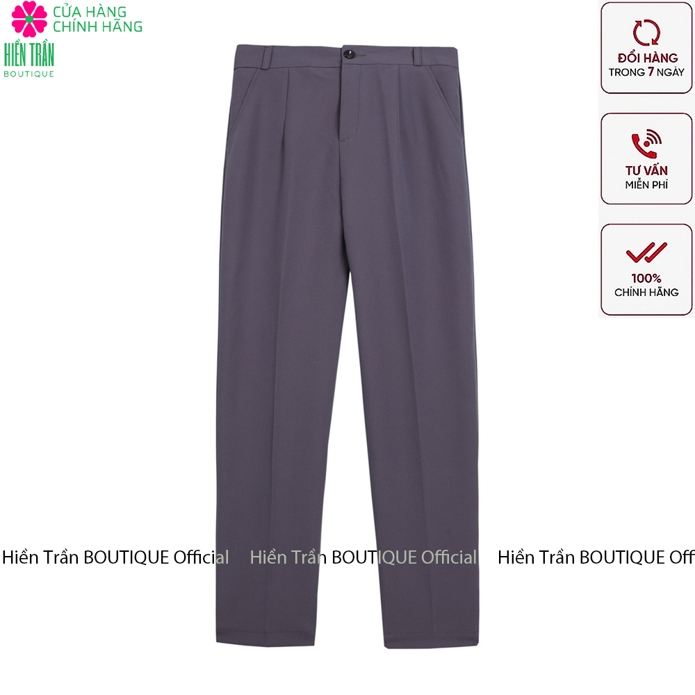 Quần baggy nữ Hiền Trần BOUTIQUE đồ công sở lưng cạp cao đi học form dáng đẹp thanh lịch màu đen ghi