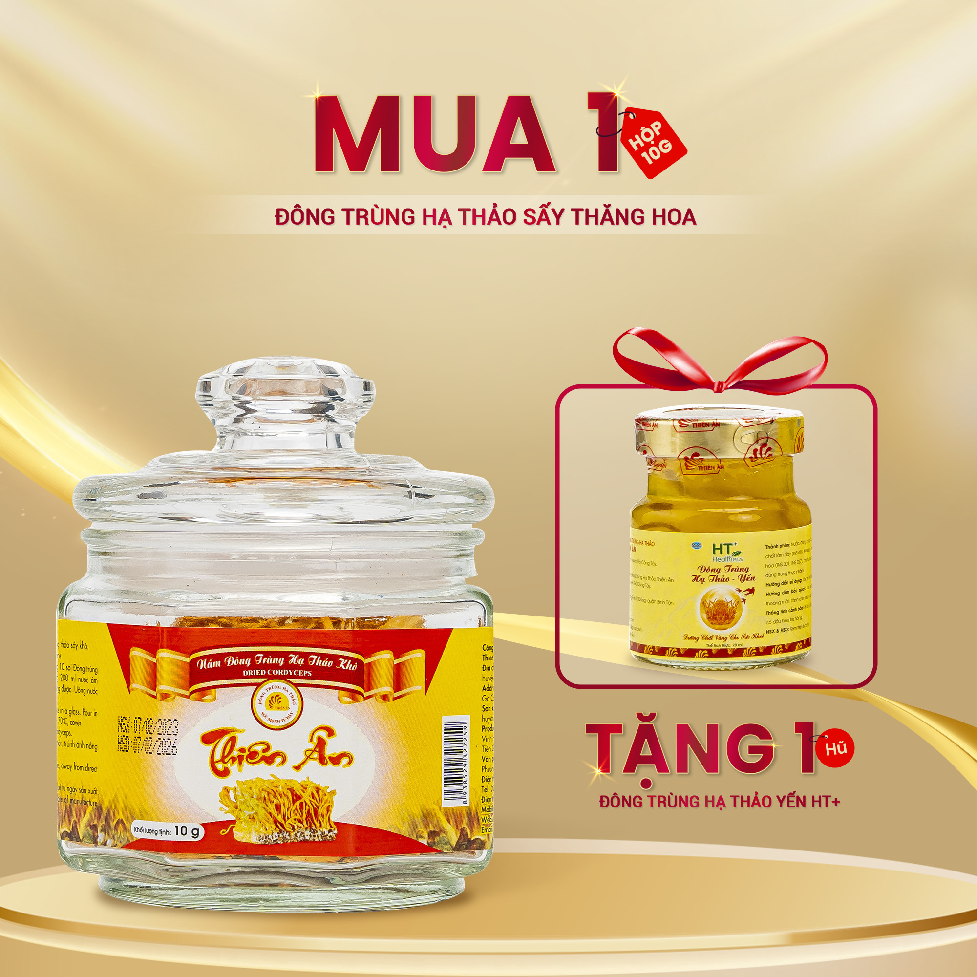 Đông Trùng Hạ Thảo Sấy Thăng Hoa Thiên Ân - Hũ 10g