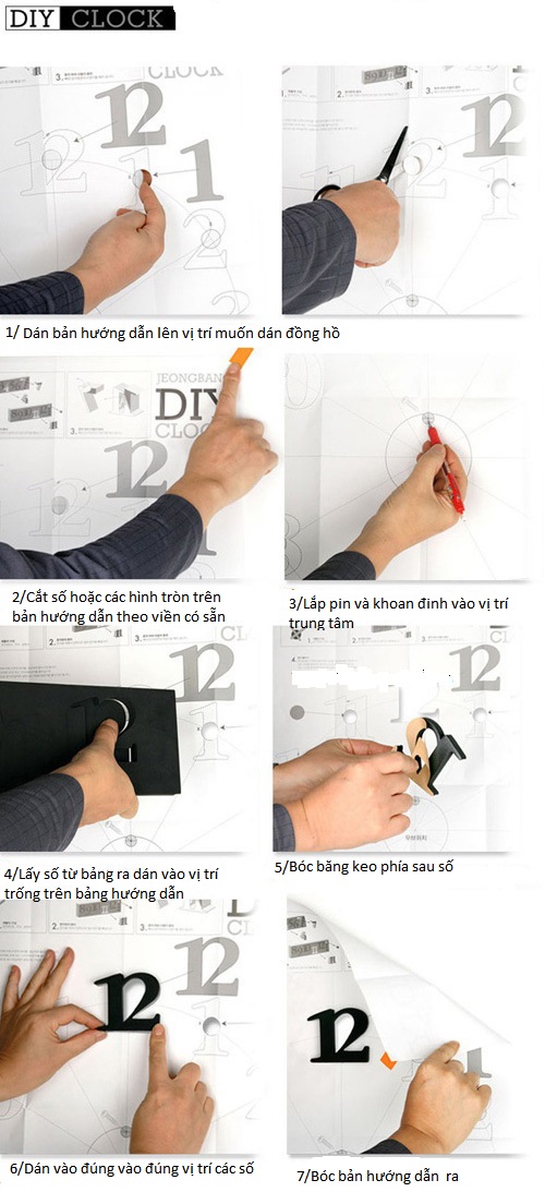 Đồng hồ trang trí dán tường (DIY CLOCK)