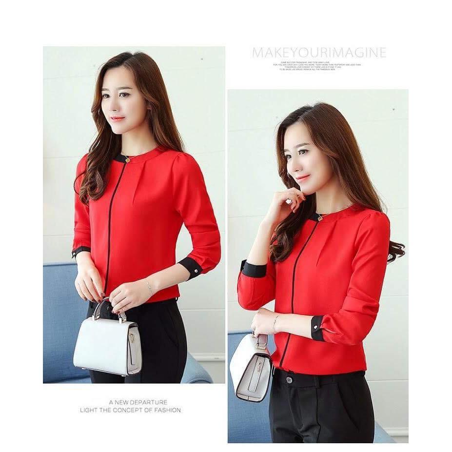 HOT HOT Sơ mi cổ tròn phối cổ và tay SMNL22 cao cấp