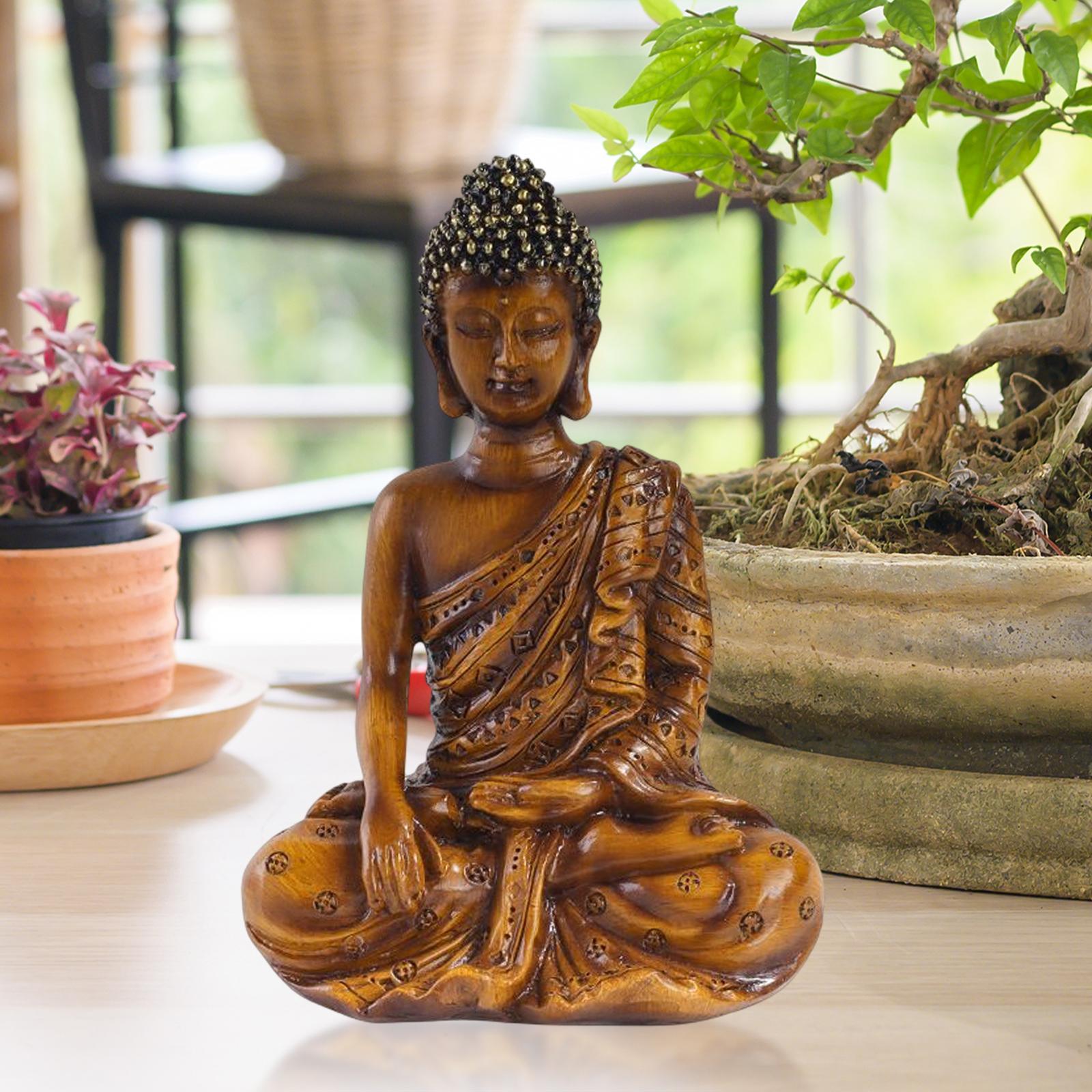 Resin Buddha Statue Thailand Buddha Figurine for Living Room Garden Tabletop