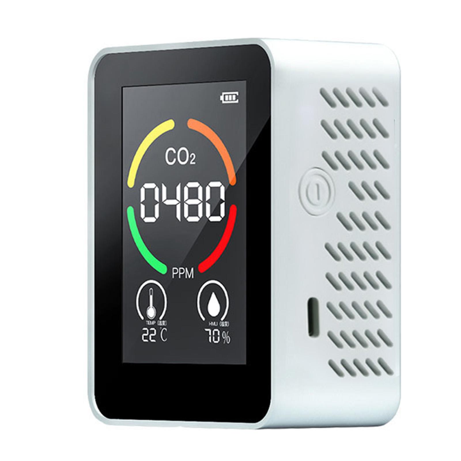 Air Quality Monitor Indoor CO2 Meter Carbon Dioxide Detector Temperature Humidity Meter with LED Digital Display and LCD Screen Rechargeable Battery