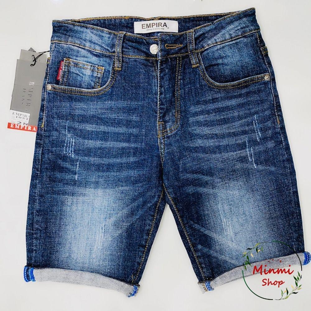 Quần Short Jean Nam Sọt Rin Nam Ống Gấp Cá Tính Co Giãn Chất Lượng