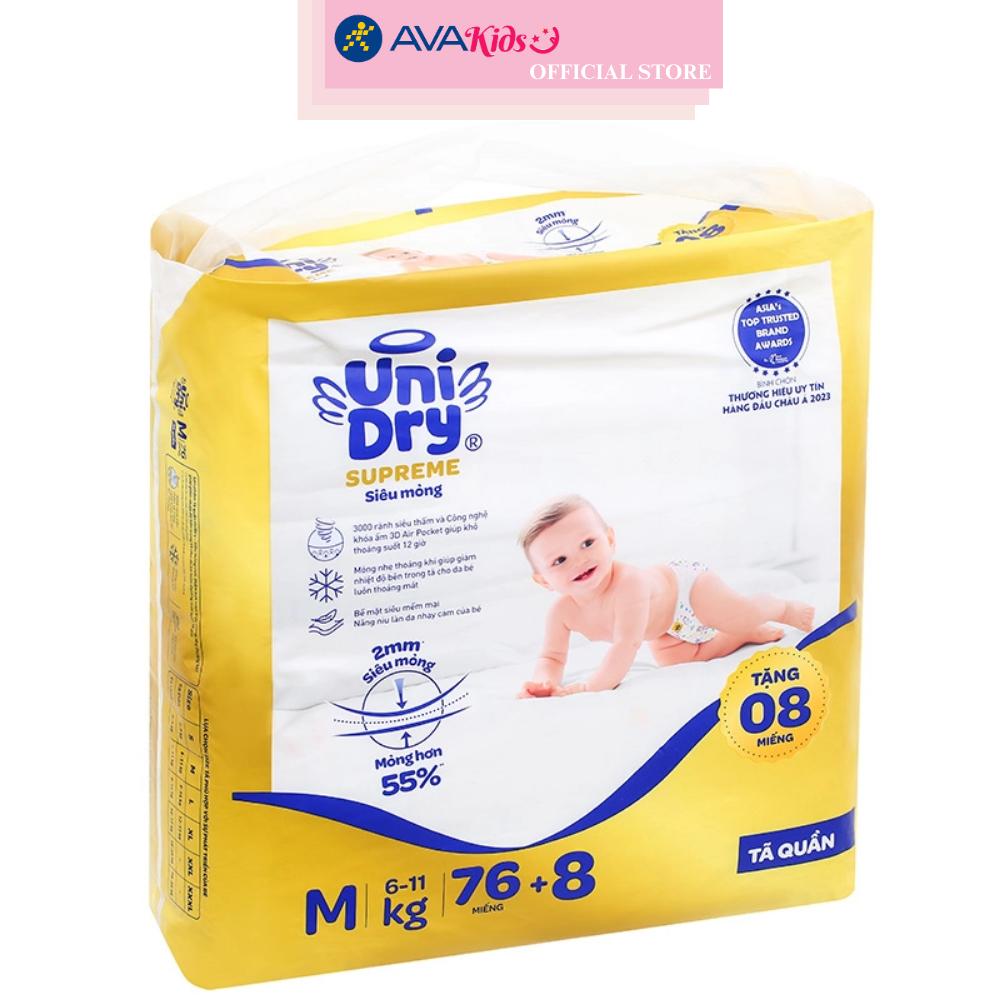 Tã quần Unidry Supreme Thin &amp; Soft size M 76 + 8 miếng (6 - 11 kg)