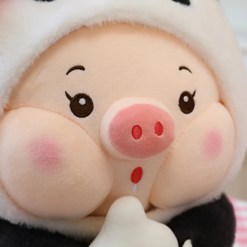 Thú nhồi bông heo cosplay gấu trúc ôm bình sữa - Size từ 25cm đến 85cm - Quà tặng gấu bông heo ôm bình sữa êm mịn cho bé