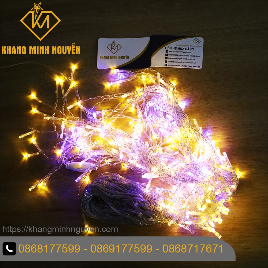 Đèn trang trí Noel, Giáng Sinh - Mành đèn, lưới đèn led dài 12 mét có bọc chống nước, dùng trang trí ngoài trời
