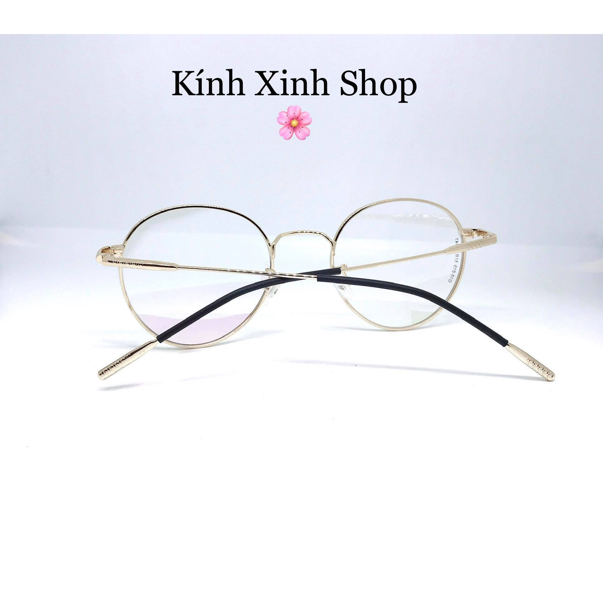 Kính Mắt tròn kim loại cao cấp tròng kính bluecut chống ánh sáng xanh G90015