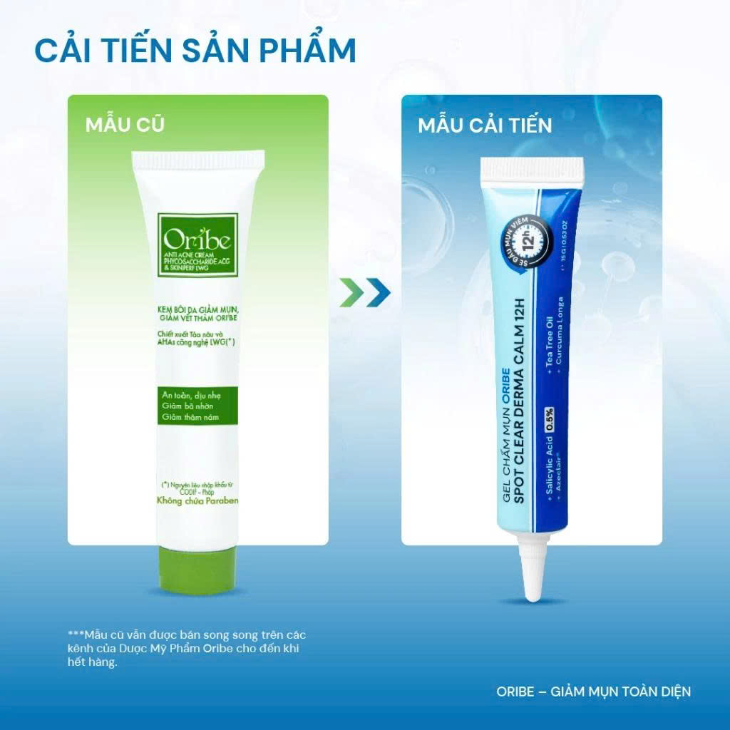 Gel chấm mụn giảm mụn giảm thâm mụn làm khô cồi mụn nhanh 12H Oribe Spot Clear Derma Calm 12H
