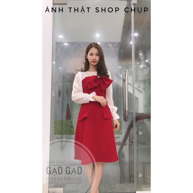 váy đỏ nơ ngực cho con bú ẢNH THẬT SHOP CHỤP