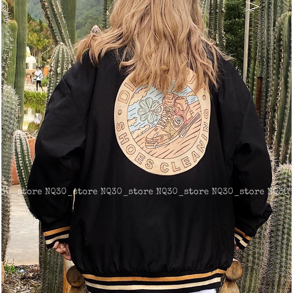 Áo Khoác Bomber Jacket DIRTY Dù 2 Lớp Form Rộng Nam Nữ Ullzang Unisex