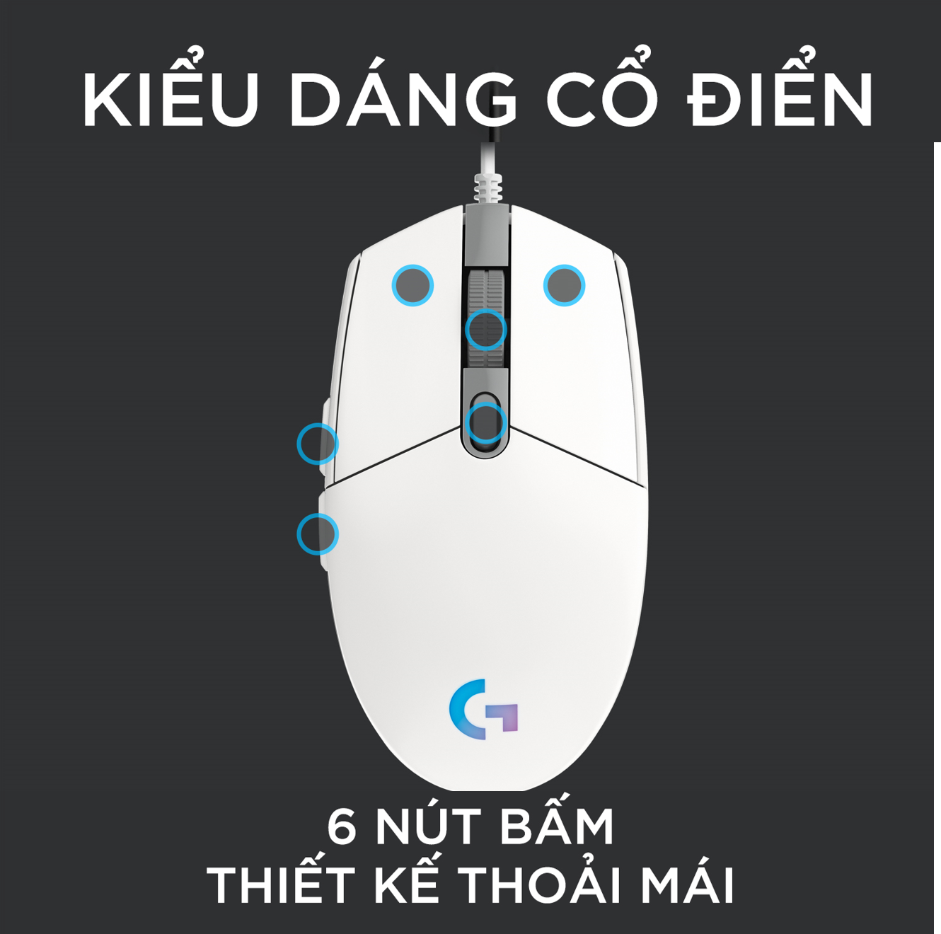 Chuột game có dây Logitech G102 Lightsync - Tùy chỉnh RGB, 6 nút lập trình, nhẹ, 8000 DPI, PC/Mac - Hàng Chính Hãng