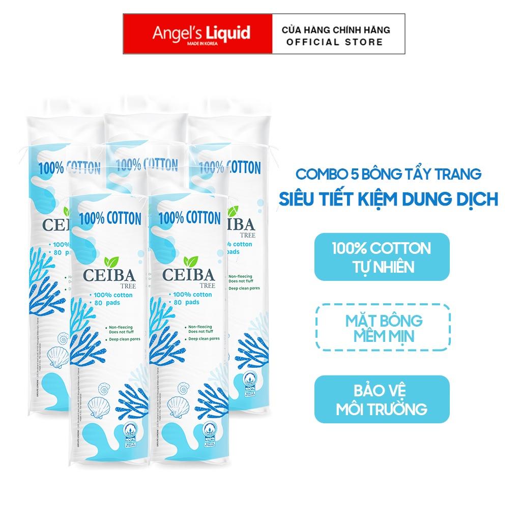 Combo 5 Bông Tẩy Trang Ceiba Cotton Dành Cho Da Nhạy Cảm 80 miếng x5