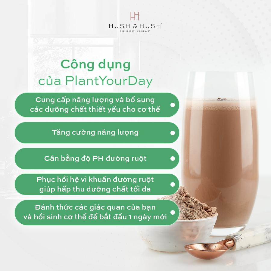 Bột Protein Thuần Chay Bổ Sung Vitamin Và Năng Lượng - Hush &amp; Hush Plant Your Day 402g