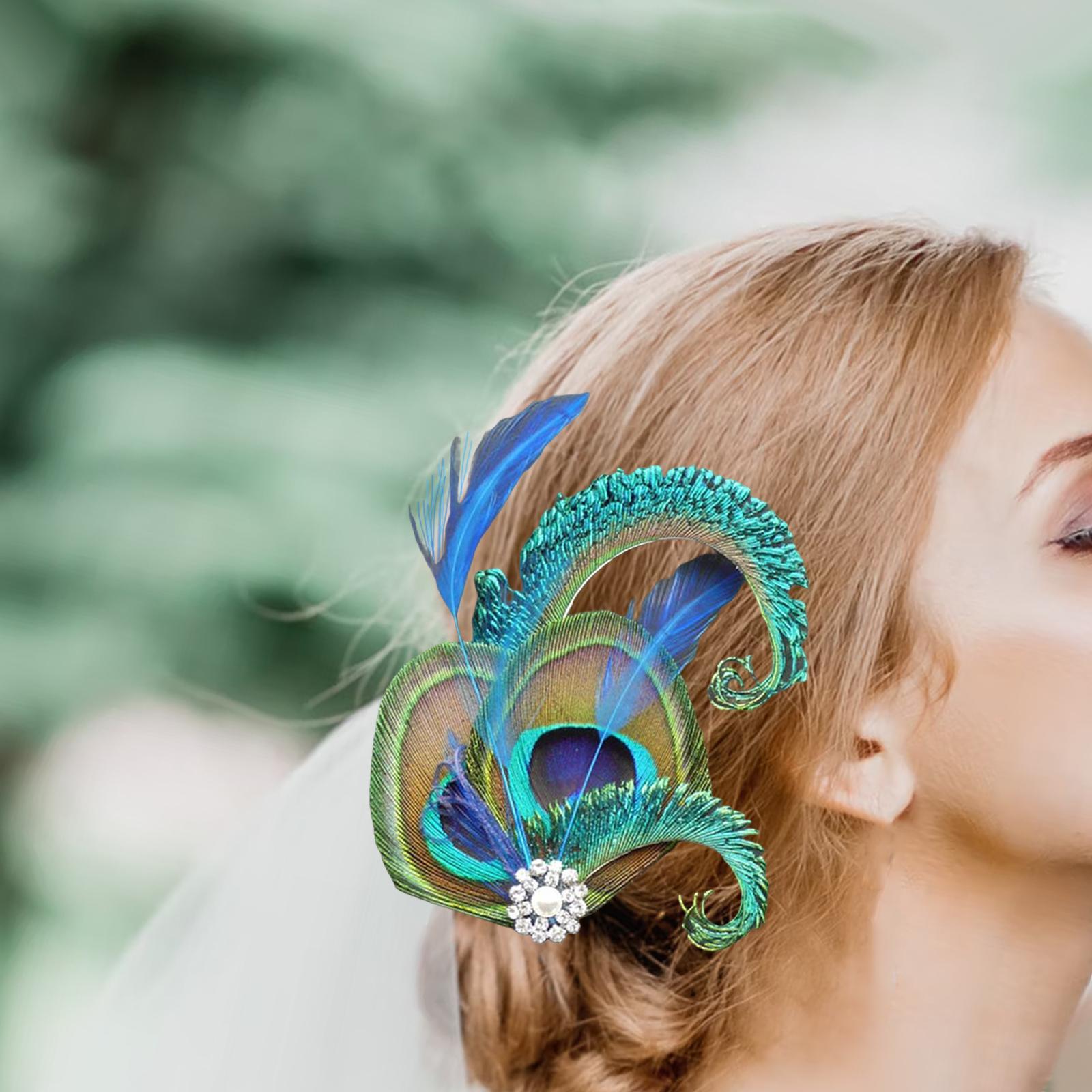 2X 1920s  Feather Headband Women 20s Accessories Bridal Headpiece  Beige