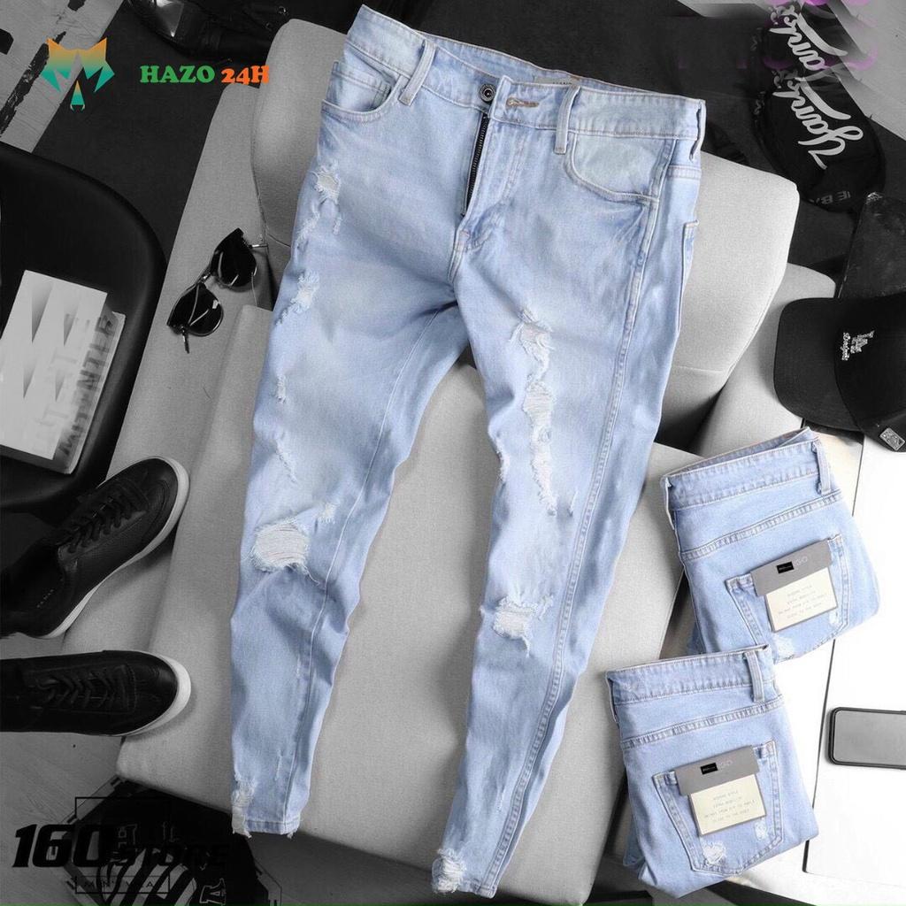 Quần Dài Jeans Nam Rách Chất liệu Co dãn Thời trang Cao cấp Phong cáchTrẻ trung cực hot