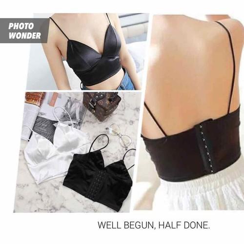 Áo bra dây satin phi bóng bản to, áo bra hot girl, áo bra satin croptop hot hit quyến rũ