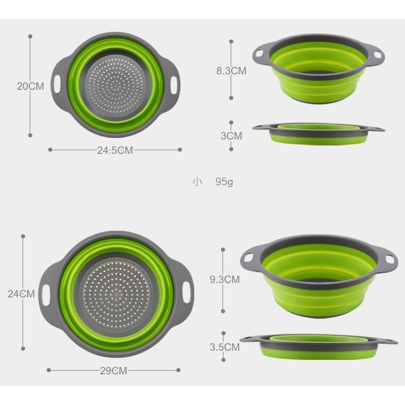 Combo 2 rổ đựng có thể gấp gọn (rổ lớn 29*24*9,3cm, rổ nhỏ 24,5*20*8,5cm) - màu giao ngẫu nhiên