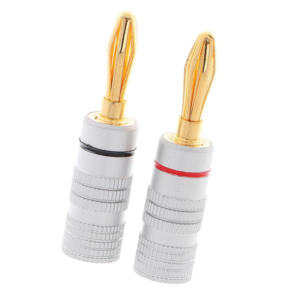2pcs Banana Audio Jack Connector Audio Connector With 24k Double Screw Lock