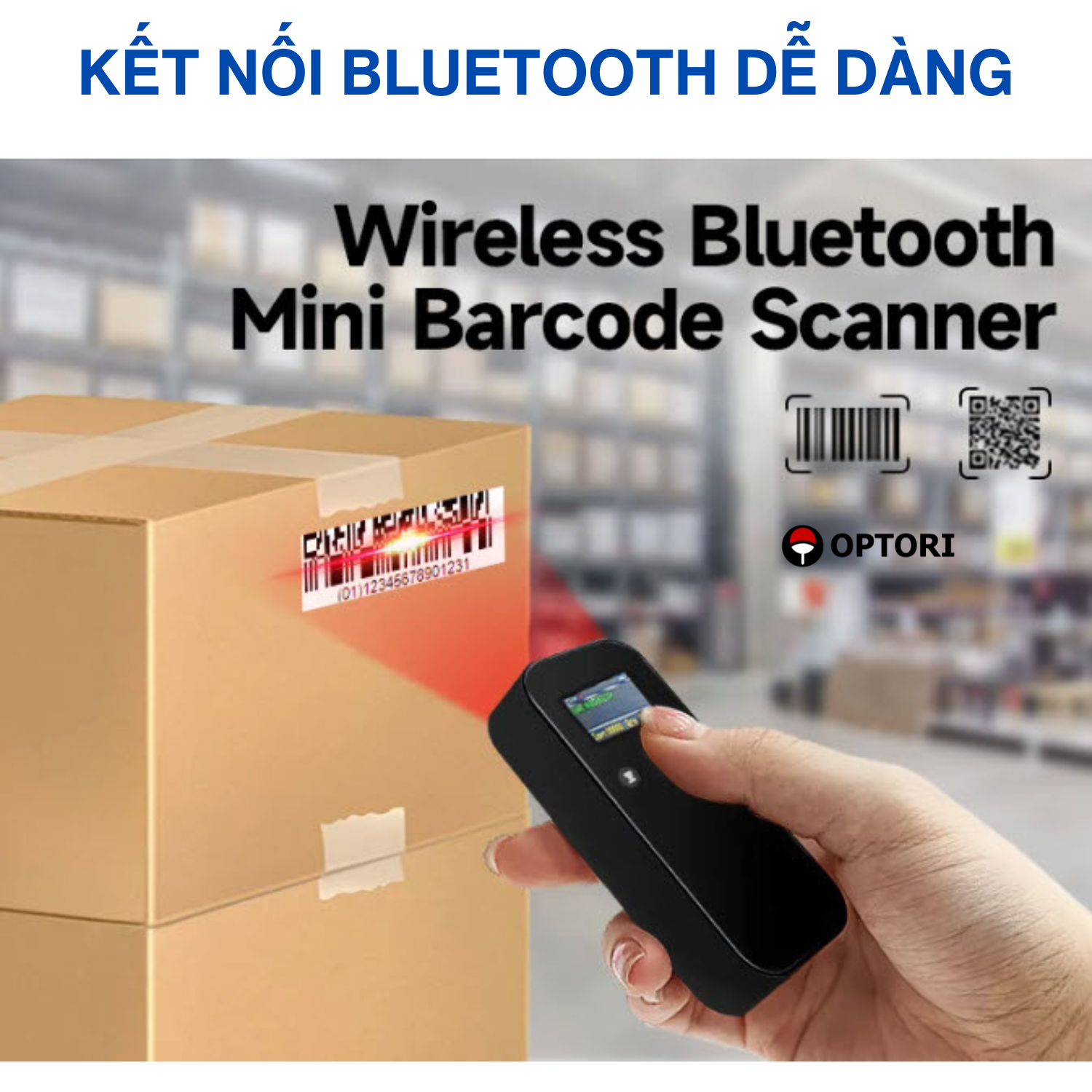 Máy quét mã vạch không dây – Máy đọc mã vạch bluetooth 2D – OPTORI H29 (Hàng chính hãng)