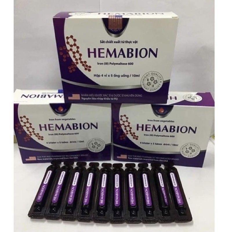 Hemabion giúp bổ sung sắt, acid folic giúp thai nhi phát triển khỏe mạnh cho phụ nữ mang thai - Hộp 20 ống