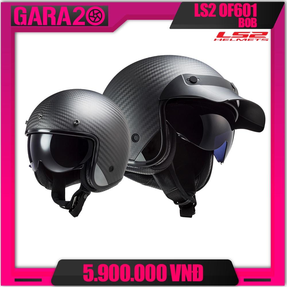Mũ Bảo Hiểm 3/4 Kính Âm LS2 OF601 BOB Carbon - GARA20