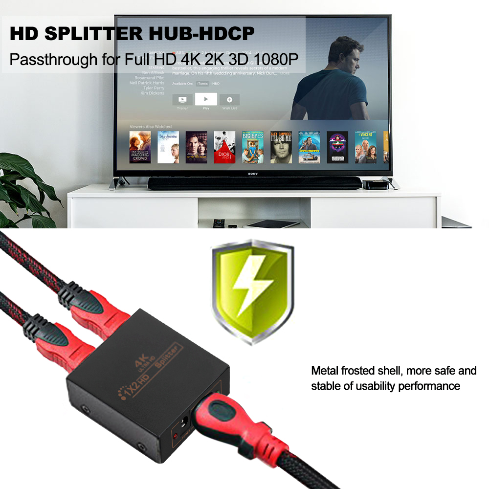 Bộ Chuyển Đổi HD Hub HDCP Passthrough-Hỗ Trợ HD 4K 3D 1080p Cắm Hoa Kỳ