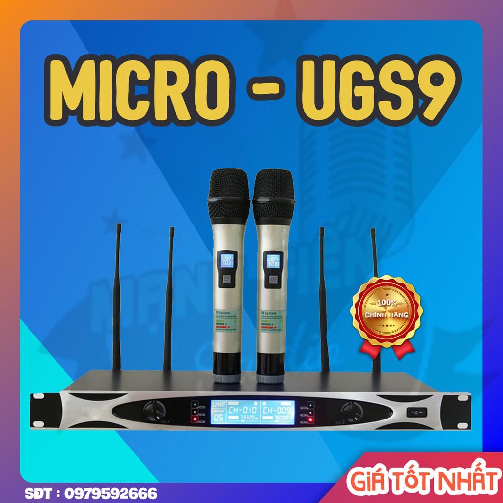 Micro SHURE- UGS9 chống hú tốt, sóng UHF thu phát 4 râu bắt sóng xa 100M, hát karaoke cực đỉnh - giá rẻ