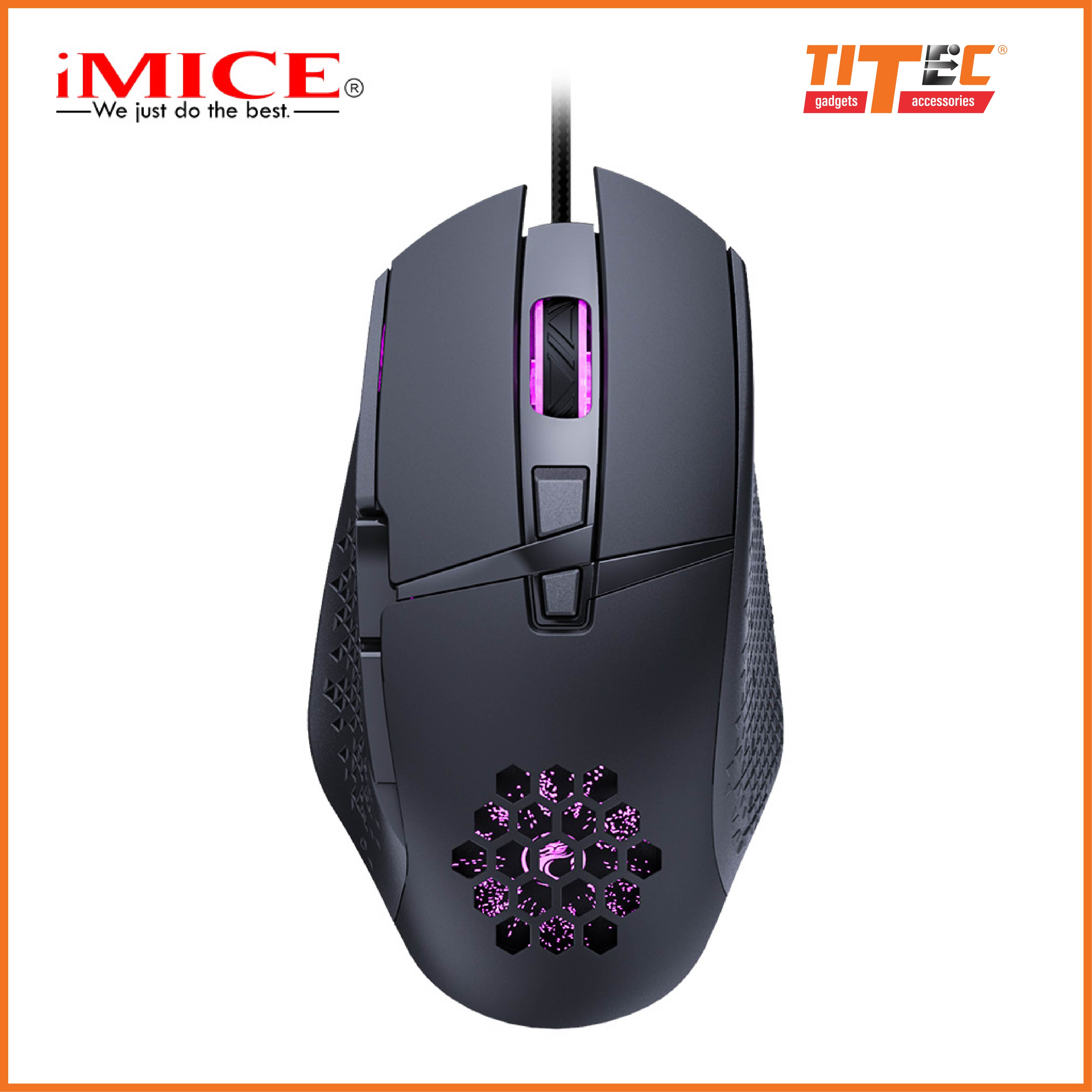 Chuột chơi game IMICE T90 kết nối USB dây dù dài 1m độ phân giải 1200/2400/3200/4800/7200dpi 8 nút bấm - hàng chính hãng