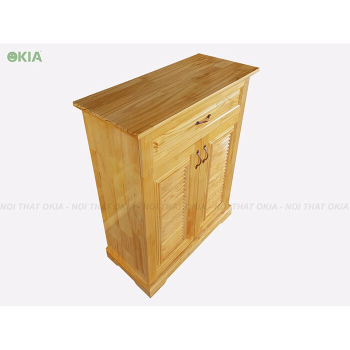 Tủ giày dép nửa là sách 2 cánh màu gỗ tự nhiên ngang 80 cm