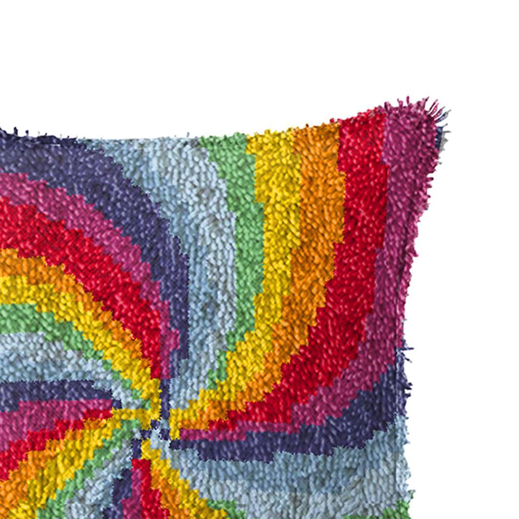 Latch Hook Kit DIY Cushion Cover Rug Carpet Making Embroidery Kit Rainbow