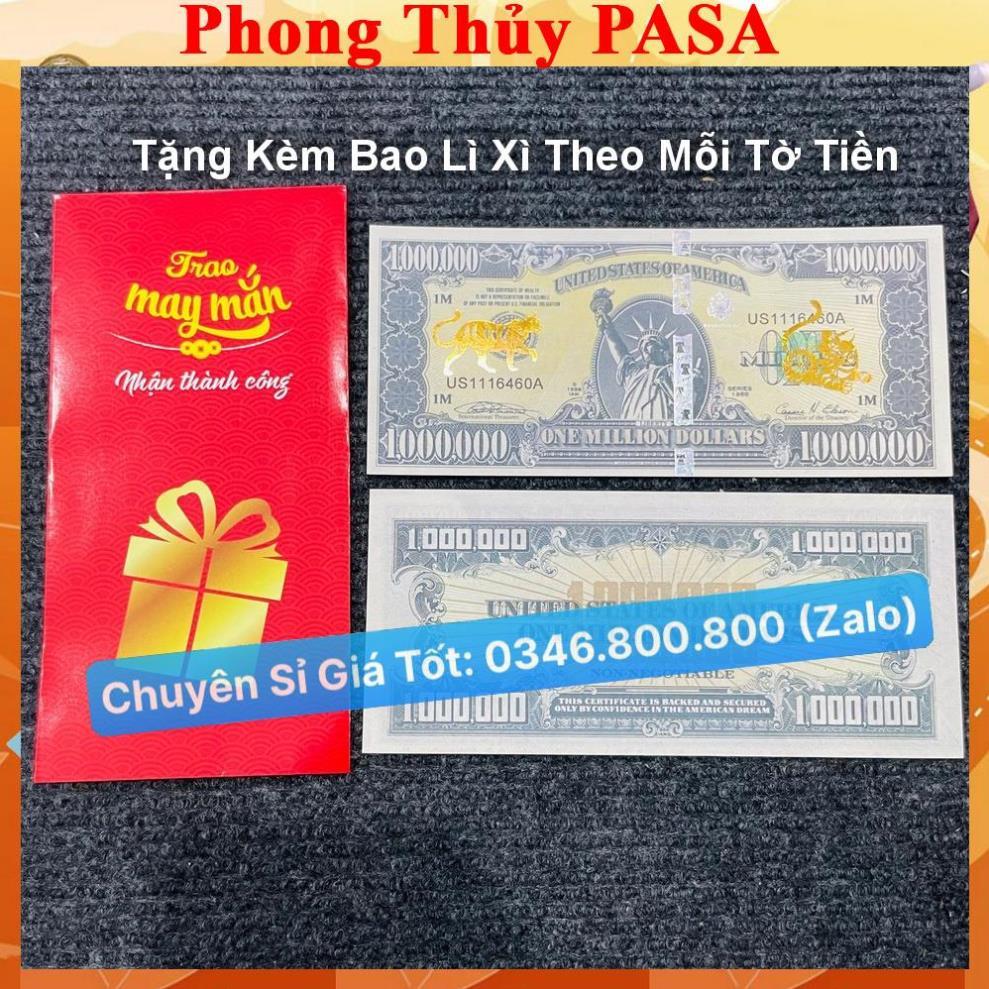 Tờ tiền 1 triệu đô Mỹ 12 con giáp mạ vàng, có bảo an phát quang, tặng bao lì xì