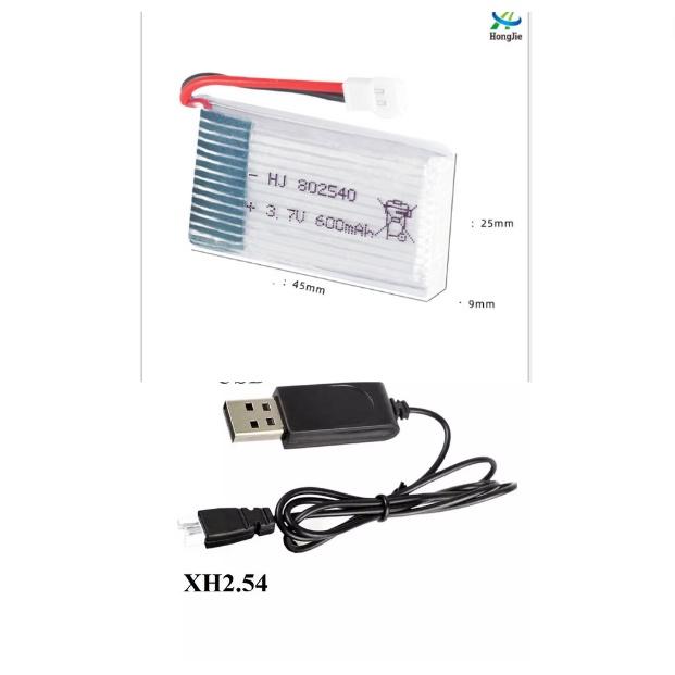 Pin và sạc usb 3.7v 600mah Pin sạc máy bay có mạch bảo vệ xả 25c