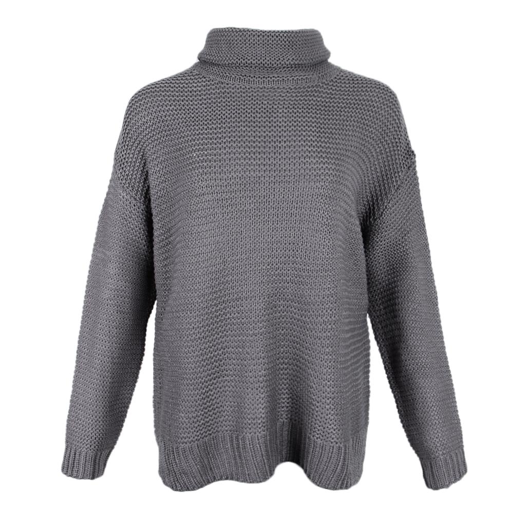 Women's Casual High Turtleneck Chunky Knit Sweater Oversized Pullover