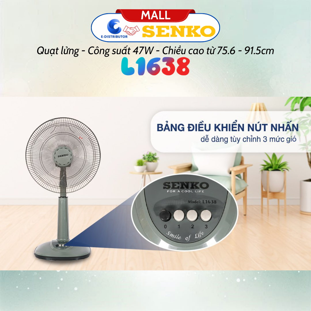 Quạt Lửng Ống Nhựa Senko L1638 - Công suất 47W - Màu tuỳ chọn - Hàng Chính Hãng