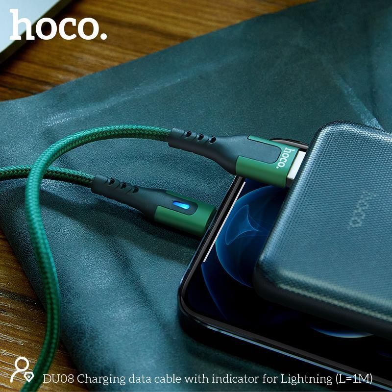 Dây Cáp Sạc Nhanh Hoco DU08 3A -Bọc Dù -Báo Đèn Dành Cho Iphone/MICRO/TypeC-Hàng Chính Hãng