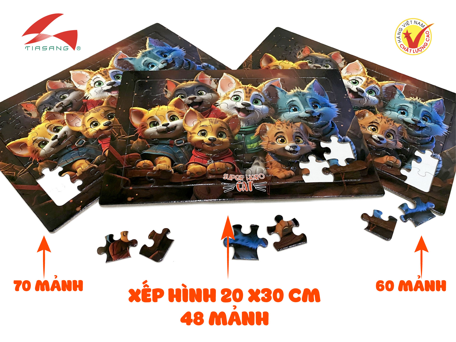 Xếp hình 48-60-70 mảnh - Super Hero Cat