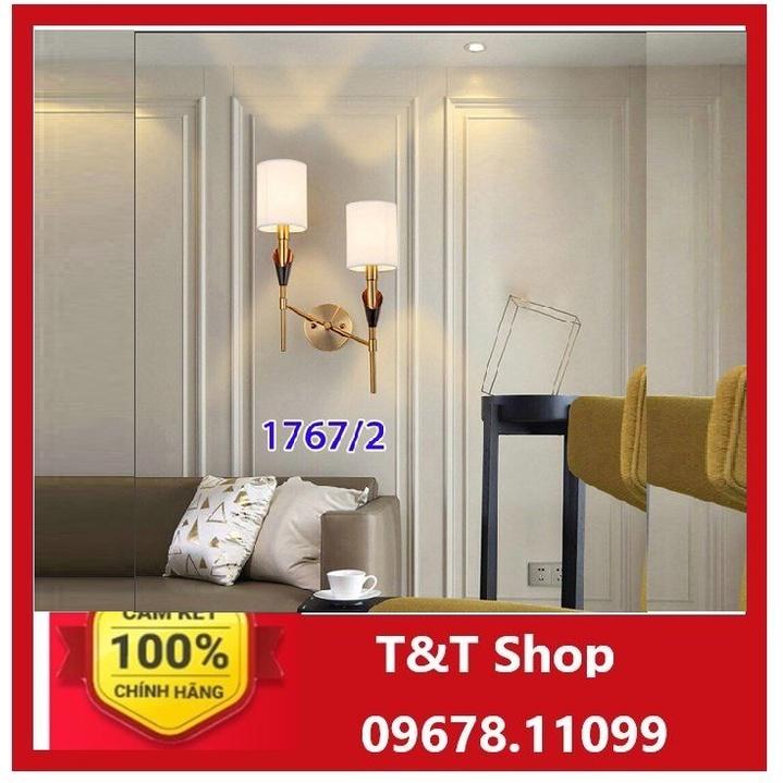 Đèn tường đơn và đôi mạ đồng chao vải 1767.
