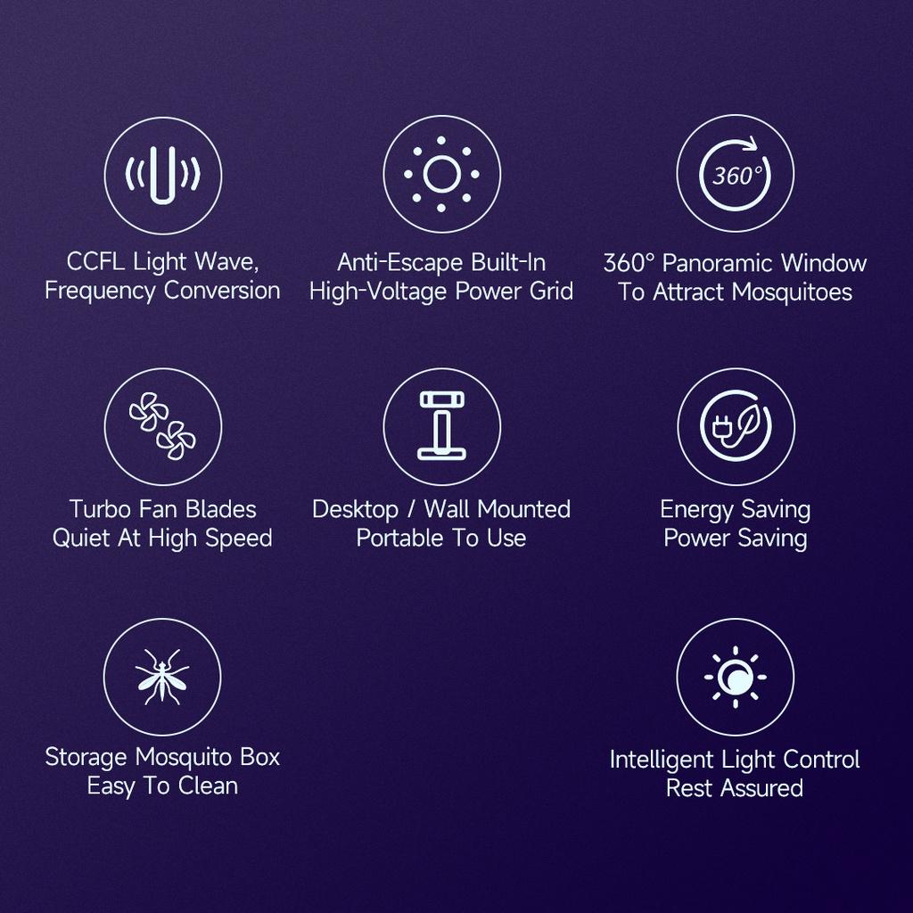 Đèn diệt ruồi muỗi XIAOMI YOUPIN Qualitell hoạt động điện dạng lưới 2000V nhanh chóng tiện lợi Hàng nhập khẩu