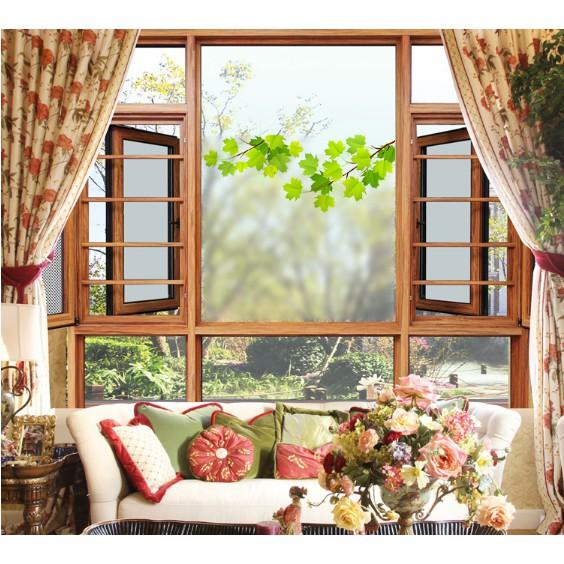 Decal trang trí kính cao cấp mẫu 2 nhánh cây xanh