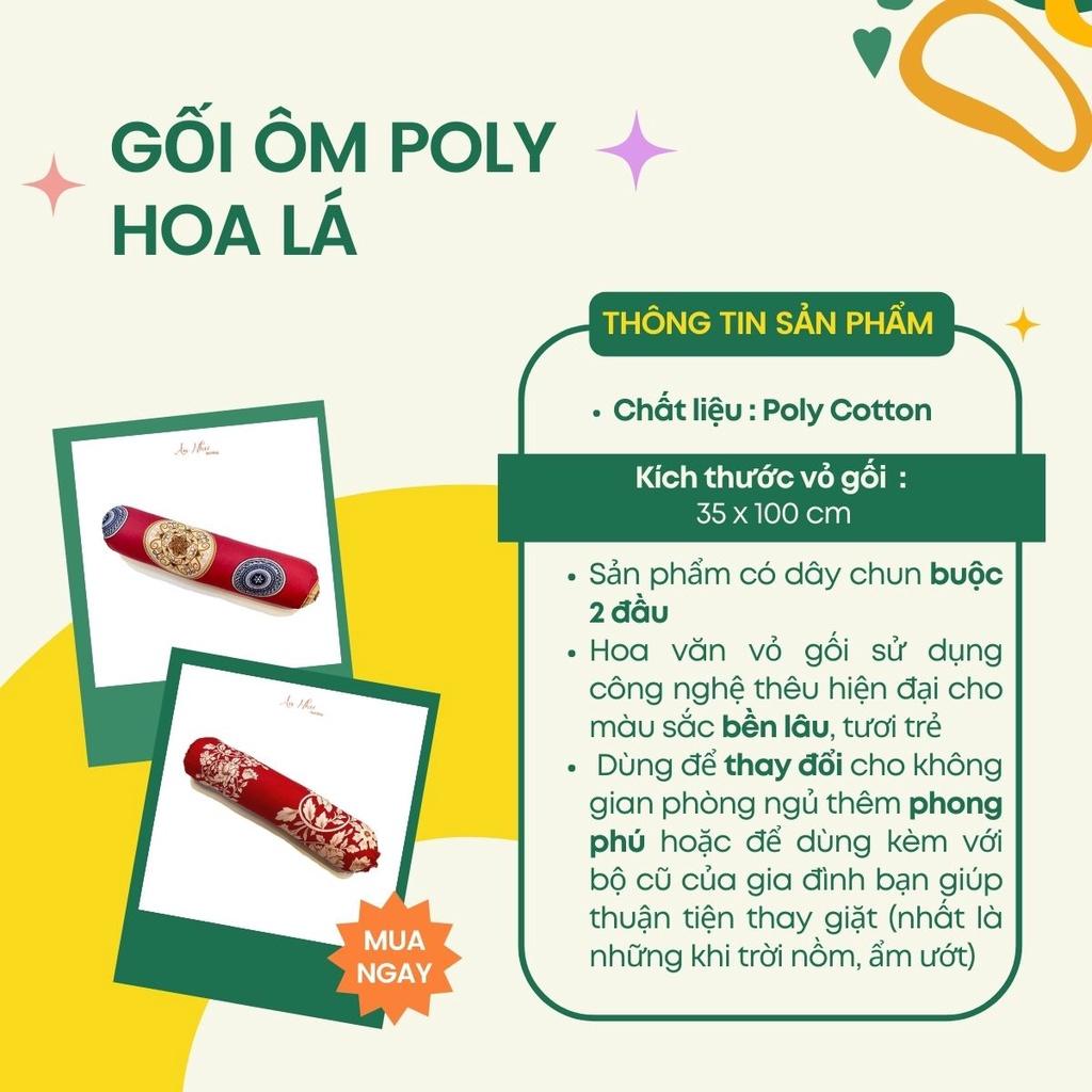 Vỏ gối ôm35x100 vỏ gối, bao gối ôm cotton poly hoa lá đẹp An Như