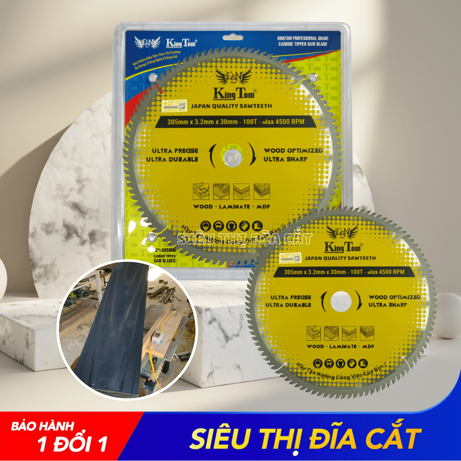 LƯỠI CƯA - LƯỠI CẮT GỖ 305-100 RĂNG KINGTOM VÀNG – CHẤT LƯỢNG VÔ ĐỊCH PHÂN KHÚC GIÁ RẺ!