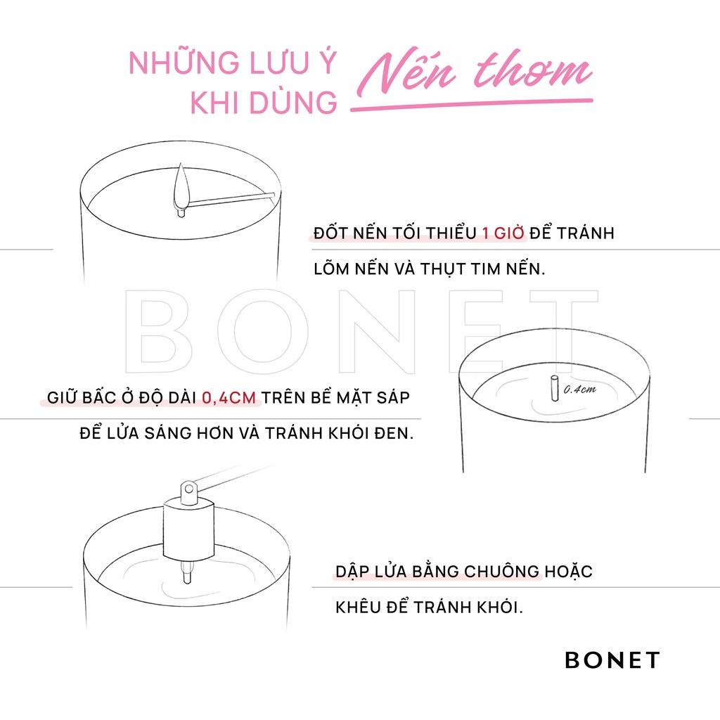 Nến Thơm Cao Cấp BONET Hương Breathe In Trà Trắng Thư Giãn Từ Tinh Dầu Thiên Nhiên và Sáp Cọ An Toàn Cho Sức Khỏe