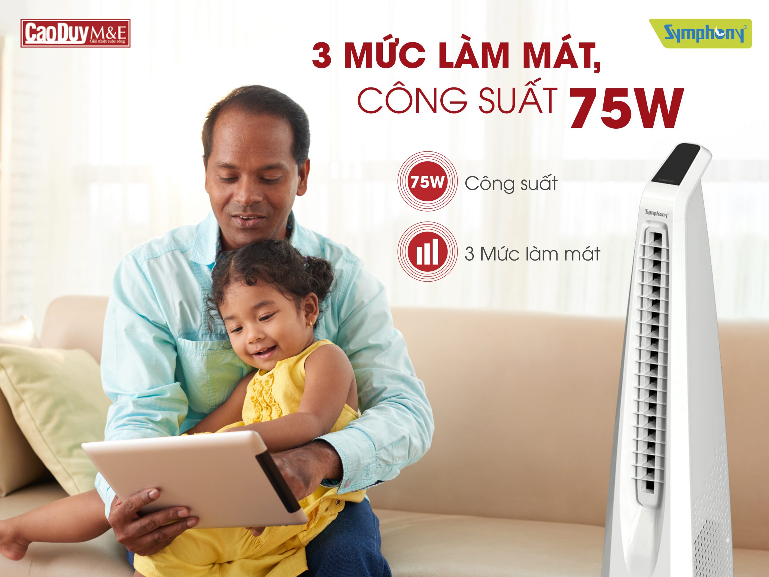 Quạt tháp cao cấp SYMPHONY SPN-23W màu trắng - Hàng chính hãng